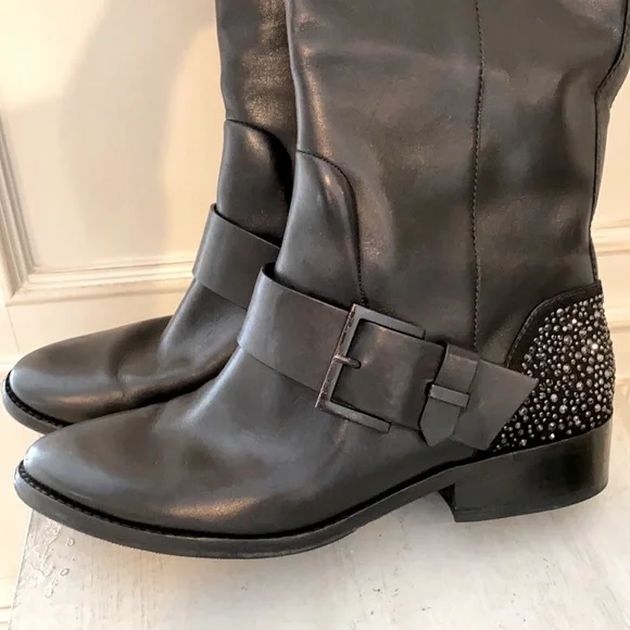 Brian Atwood Black Leather Riding Boots - Picture 11 of 13